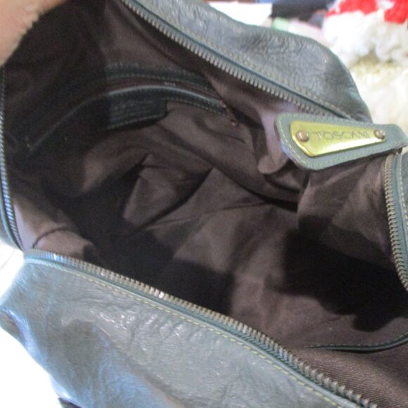 Toscani Hunter forest Green Leather satchel purse Italy - Picture 5 of 11